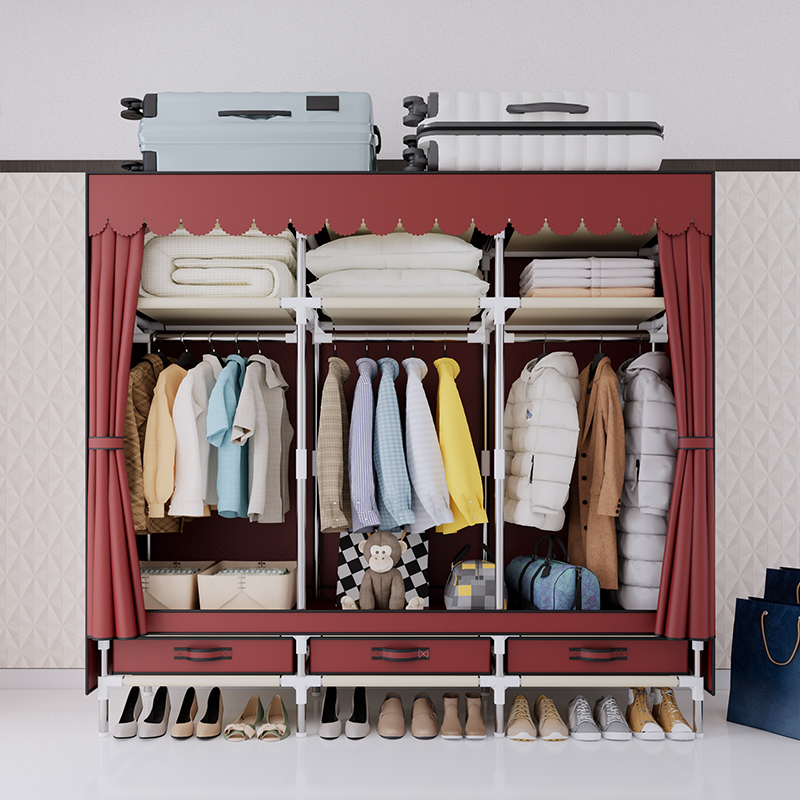 Wardrobe Closet Portable Fabric Cover - خزانة ملابس محمولة، إطار فولاذي، غطاء