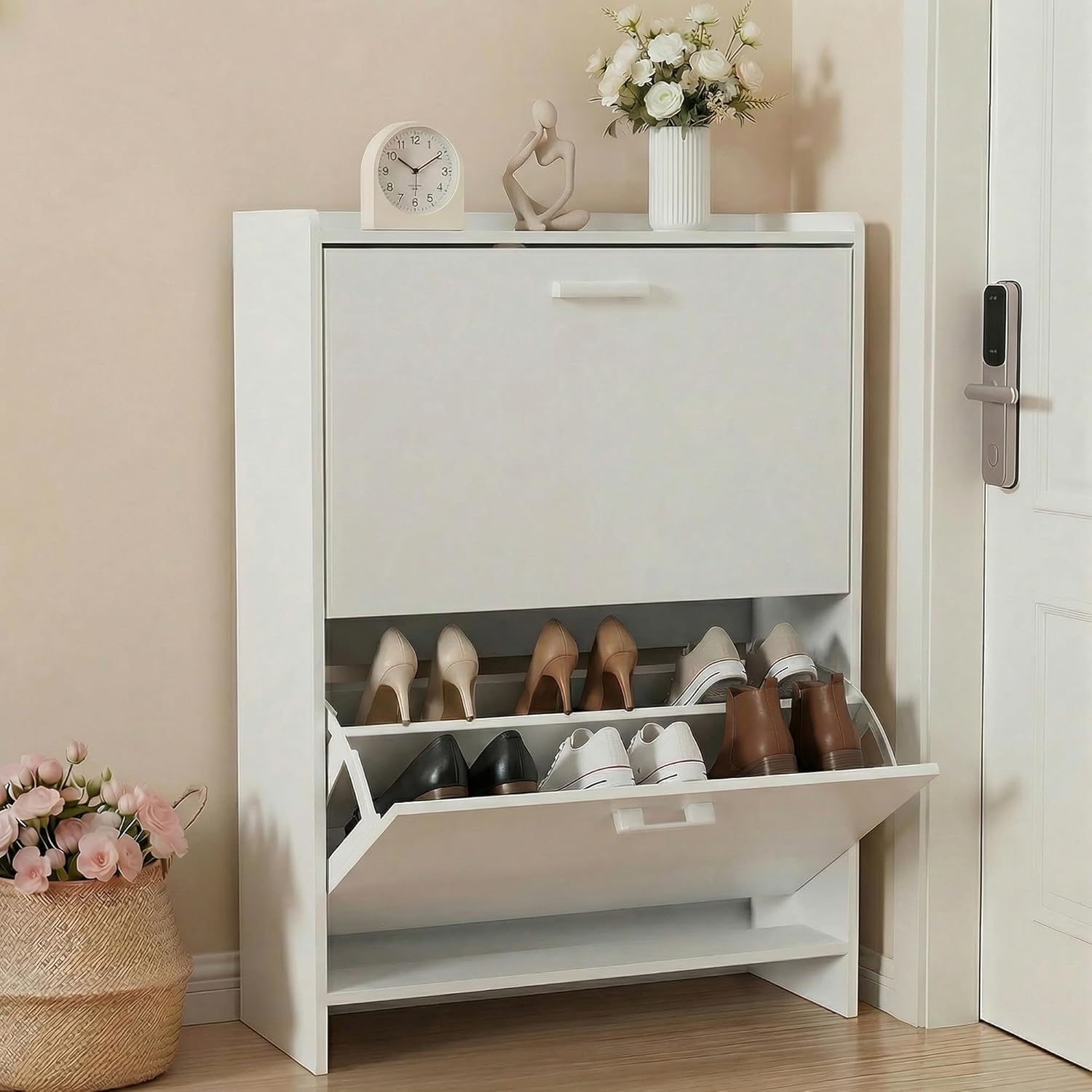 Shoe Rack Cabinet Narrow Entryway - # خزانة أحذية ضيقة مع درجين