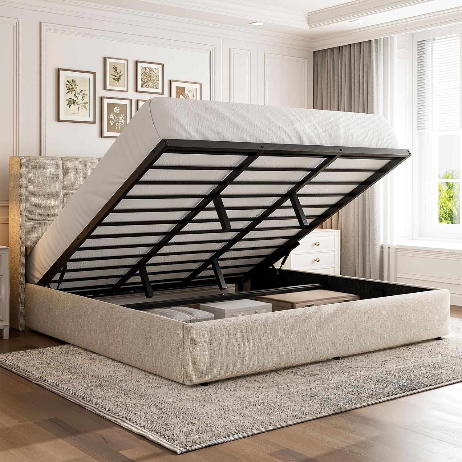 Gas Lift Storage Bed Hydraulic - إطار سرير كينج مع تخزين هيدروليكي