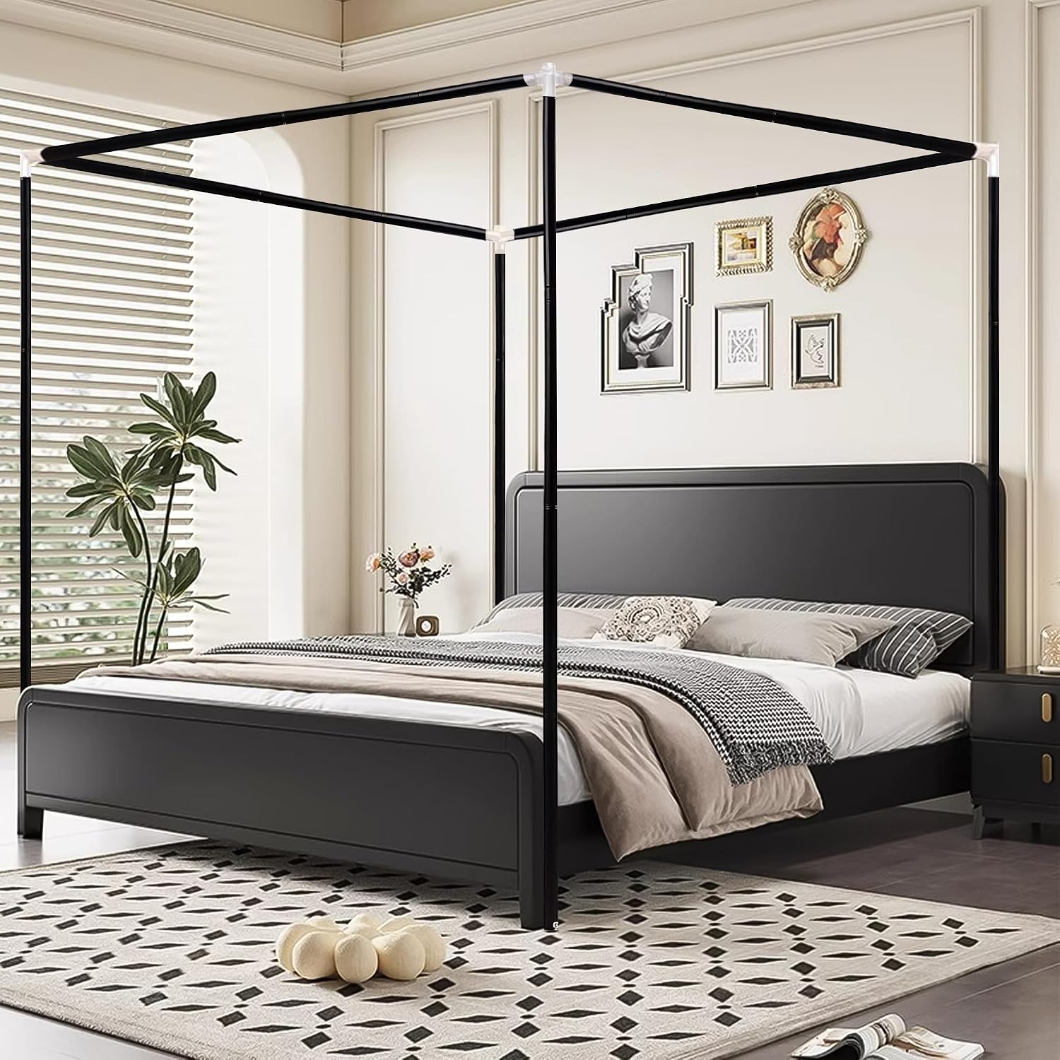 Canopy Bed Frame Metal Queen - إطار سرير مظلي من الفولاذ المقاوم