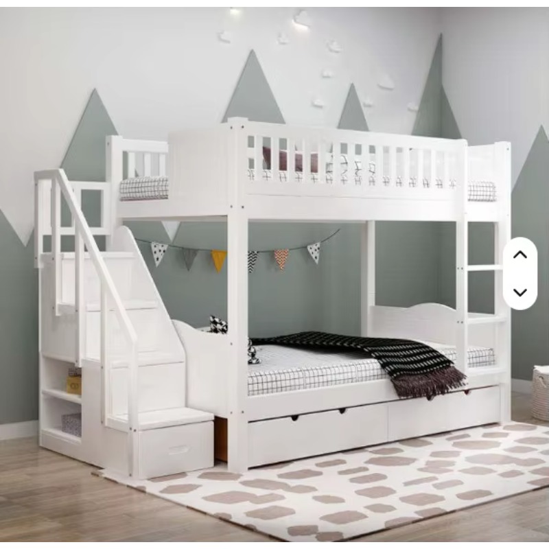 Bunk Bed With Stairs And Slide - سرير أطفال مزدوج من خشب الصنوبر