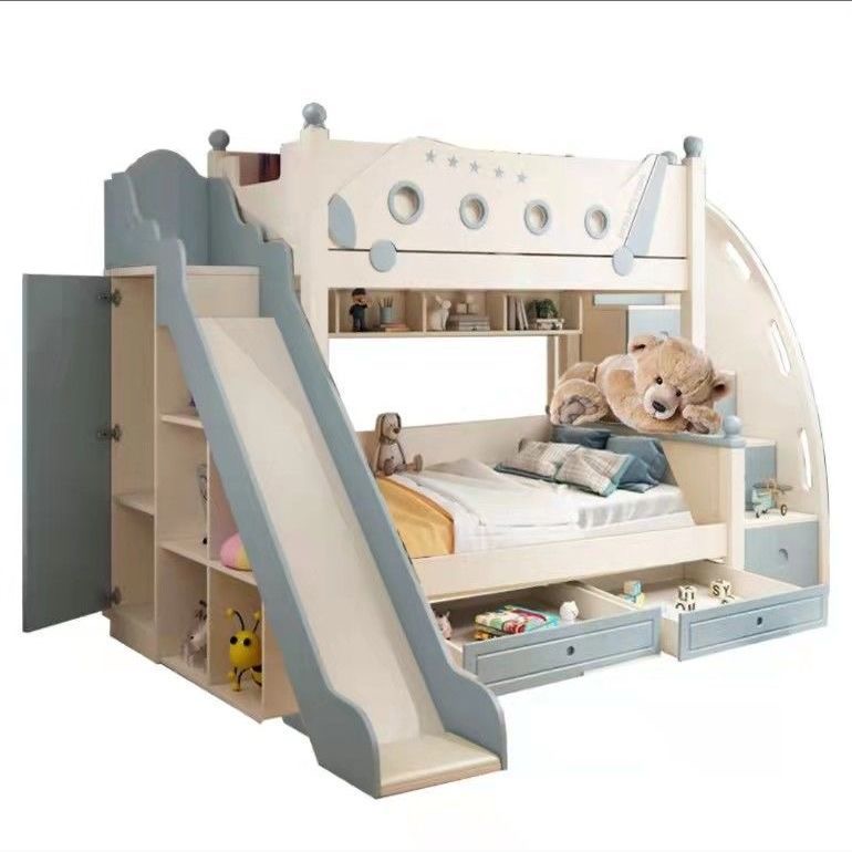 Bunk Bed With Stairs And Slide - سرير بطابقين على طراز الأميرة الخشبي