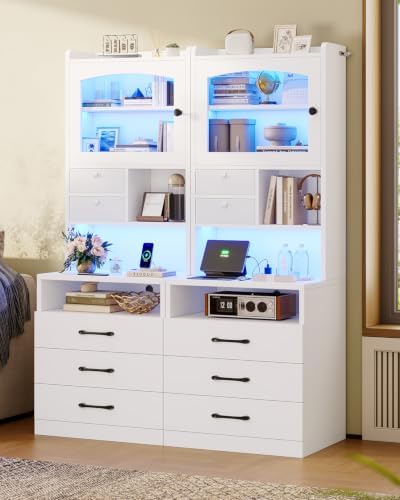 Solid Wood Nightstand 2 Drawers - طقم طاولات سرير بارتفاع 59 بوصة