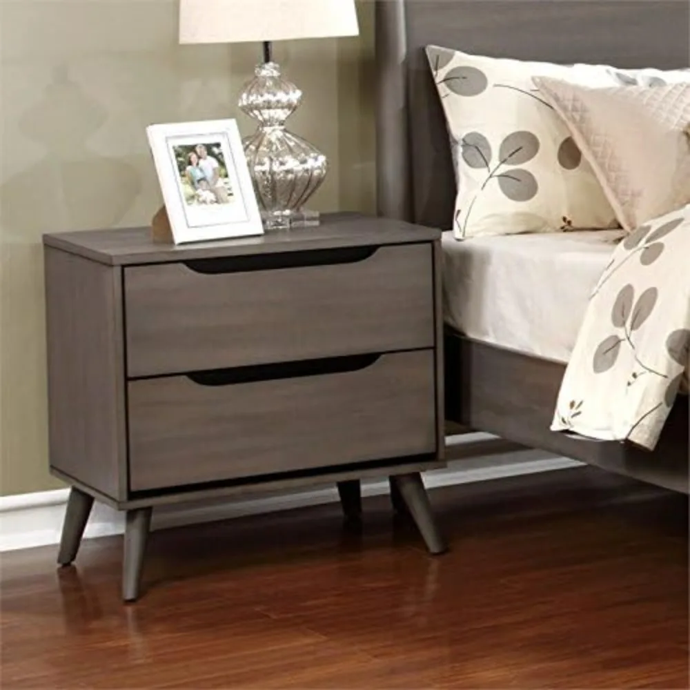 Solid Wood Nightstand 2 Drawers - لـ 2-Drawer من الخشب الصلب في