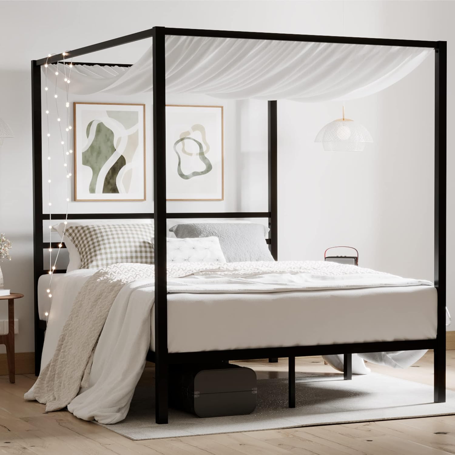 Canopy Bed Frame Metal Queen - إطار سرير معدني بحجم كوين مع