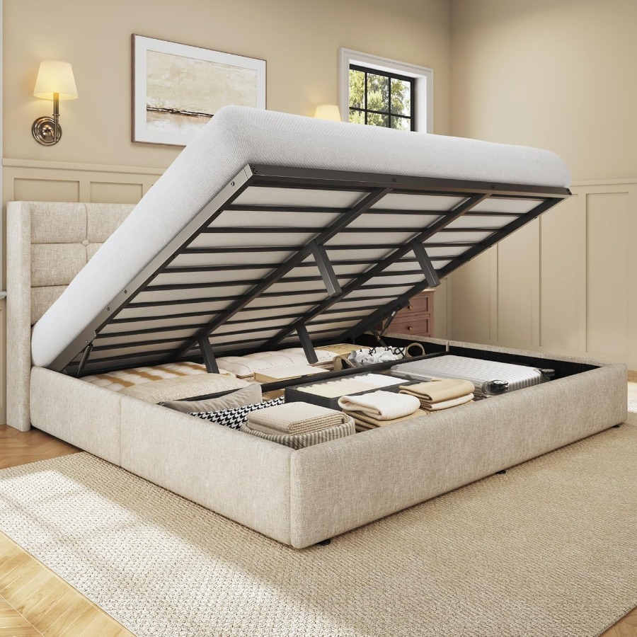 Gas Lift Storage Bed Hydraulic - إطار سرير بمساحة تخزين قابلة للرفع،