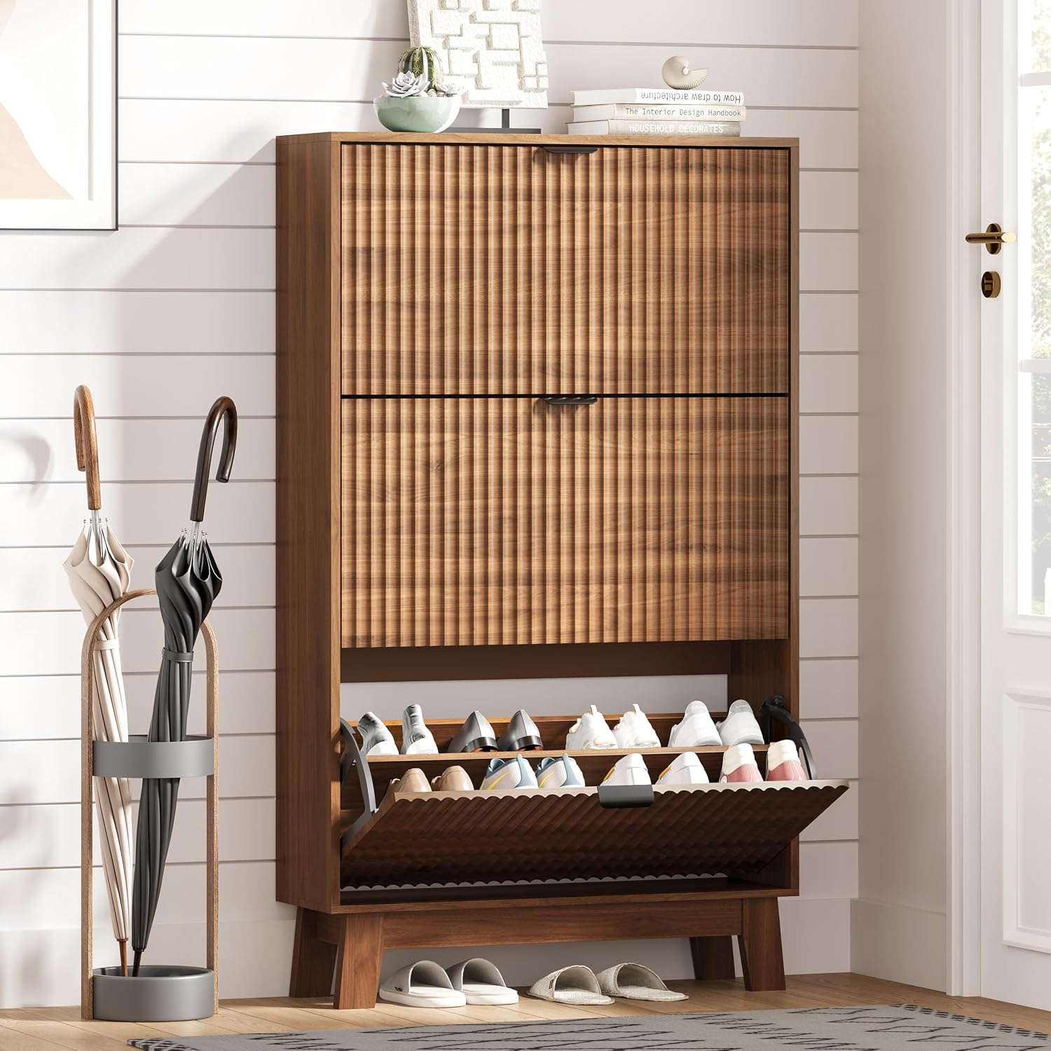 Shoe Rack Cabinet Narrow Entryway - خزانة أحذية للمدخل مع 3 أدراج
