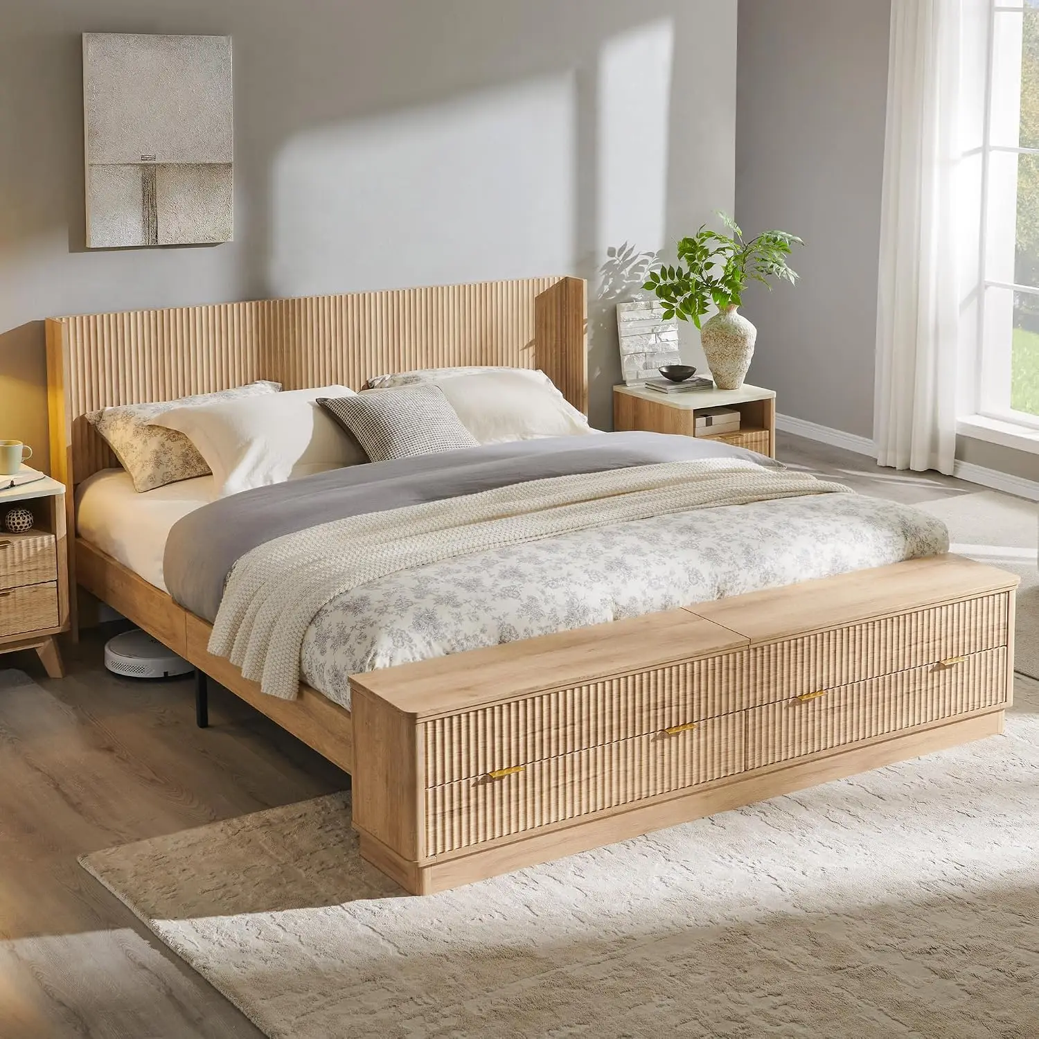 إطار سرير كينج سايز مزخرف مع ل - مراجعة King Size Bed Frame With Storage Drawers وسعره