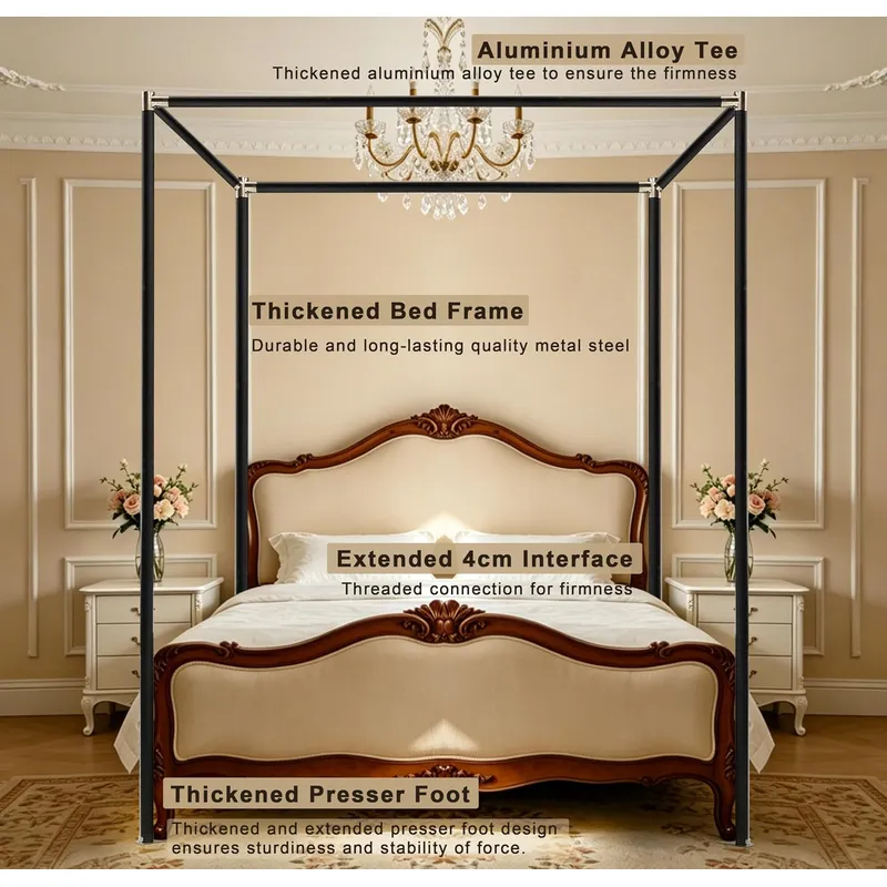 إطار سرير بتصميم مظلة من الفول - مراجعة Canopy Bed Frame Metal Queen وسعره