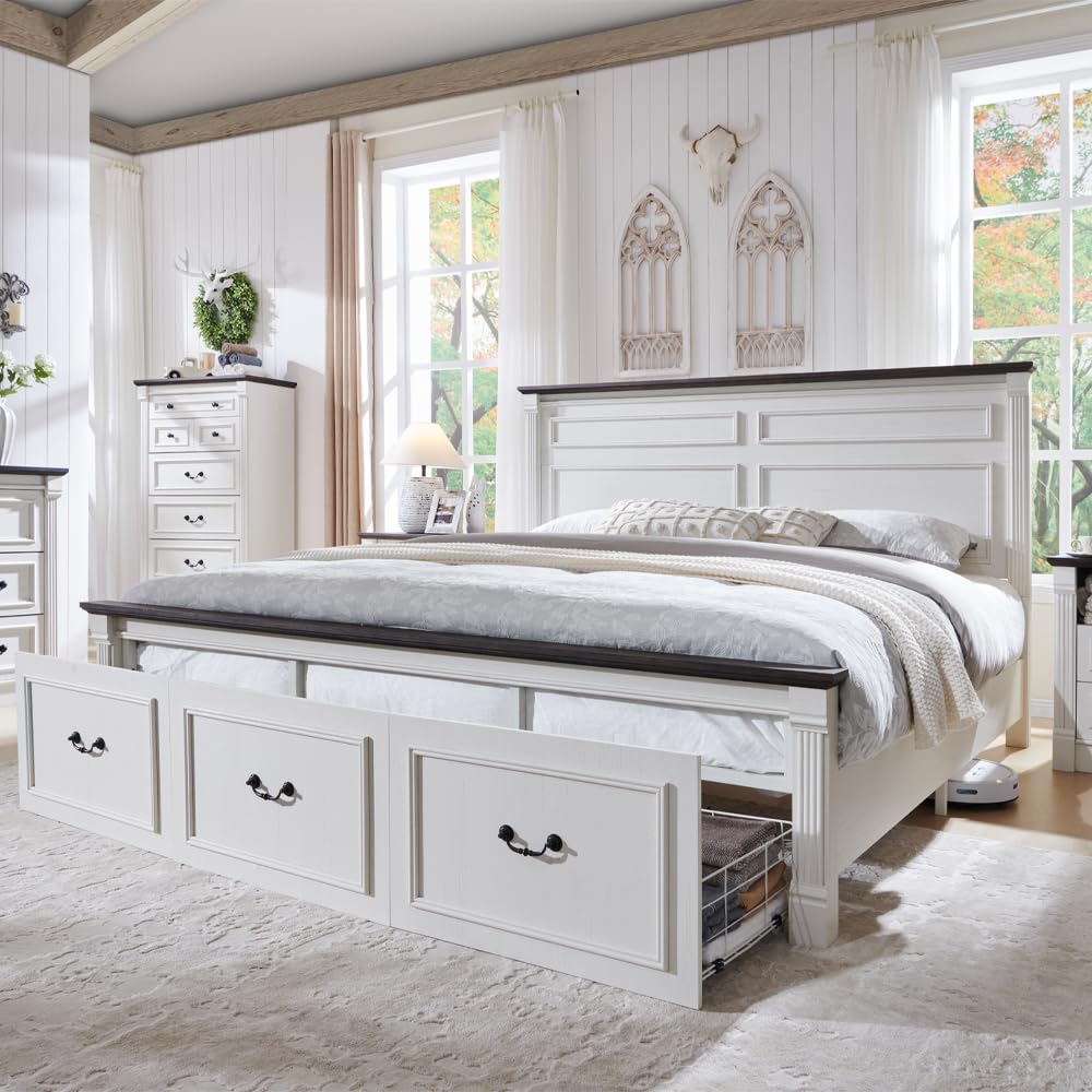 إطار سرير كينج سايز بتصميم ريف - مراجعة King Size Bed Frame With Storage Drawers وسعره