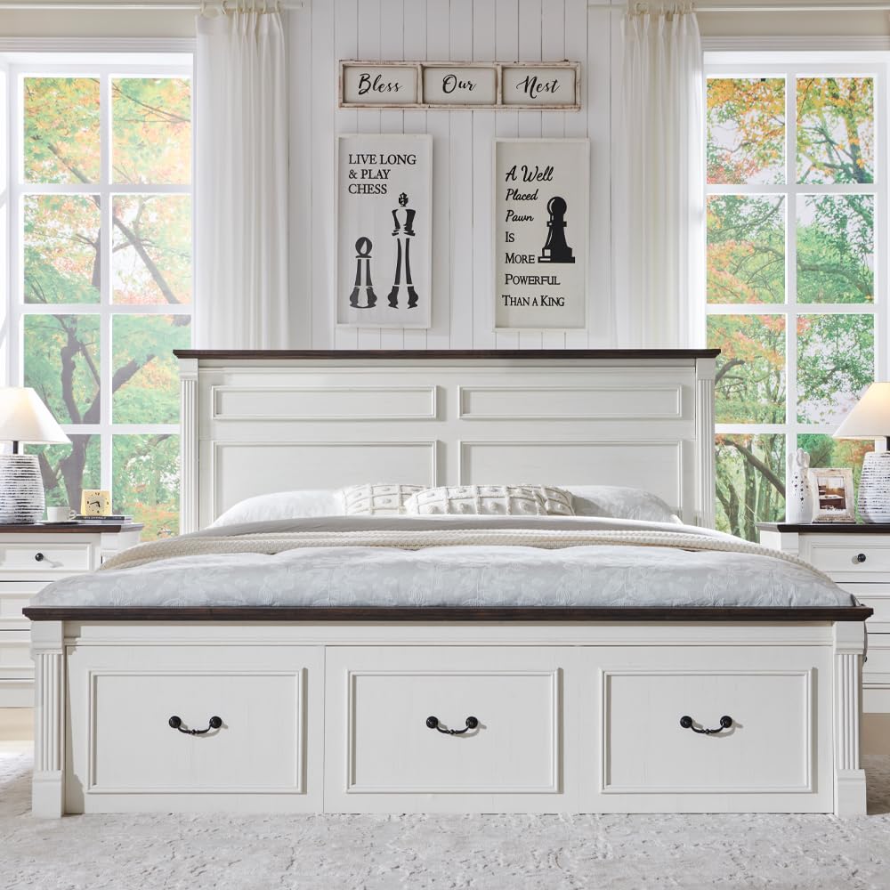 إطار سرير كينج سايز بتصميم ريف - مراجعة King Size Bed Frame With Storage Drawers وسعره