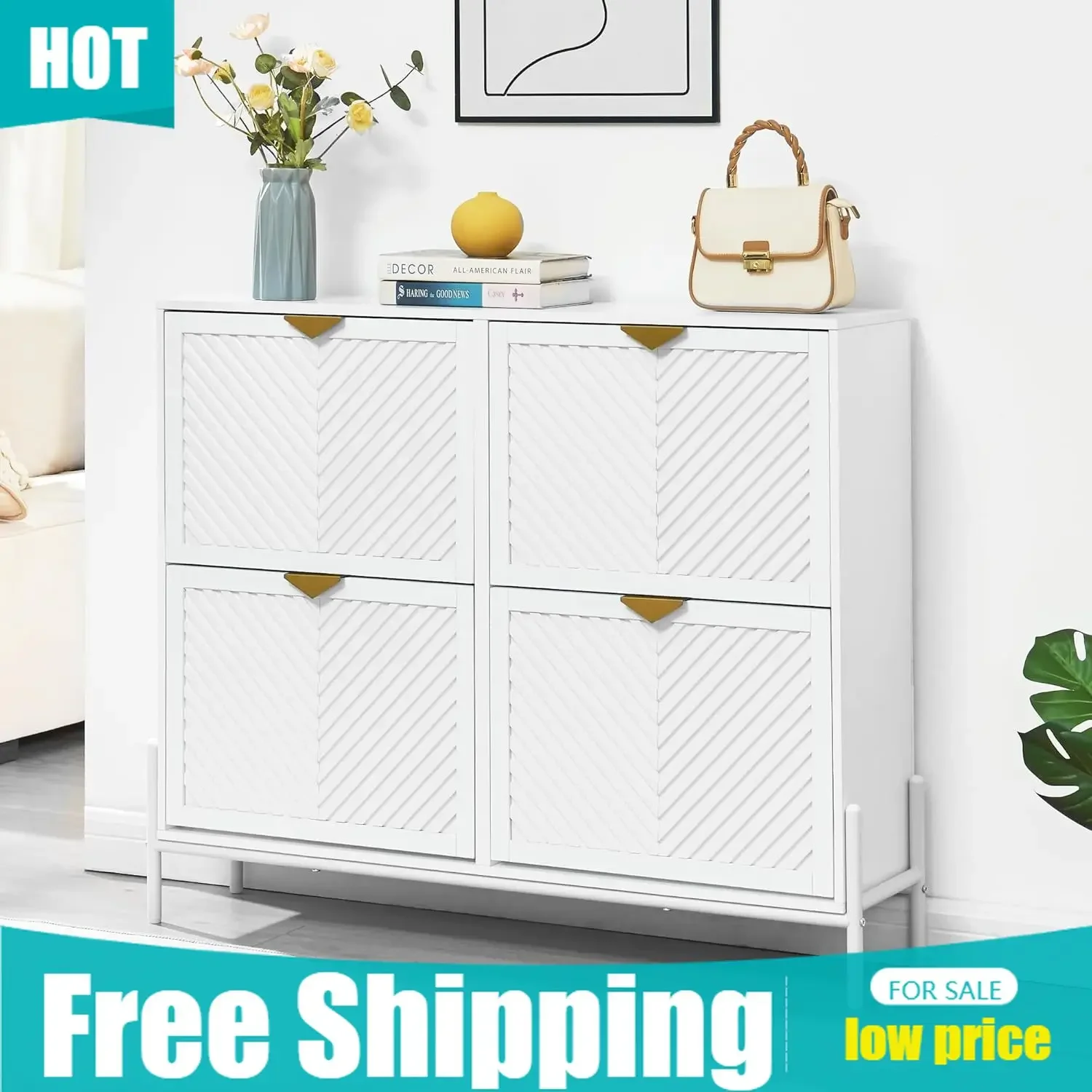 خزانة أحذية بـ 4 أدراج قابلة ل - مراجعة Shoe Rack Cabinet Narrow Entryway وسعره