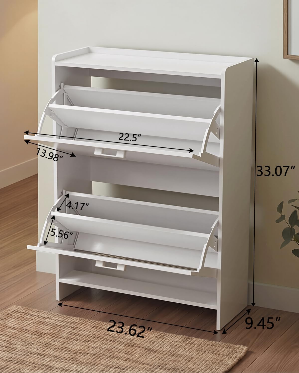 # خزانة أحذية ضيقة مع درجين قل - مراجعة Shoe Rack Cabinet Narrow Entryway وسعره