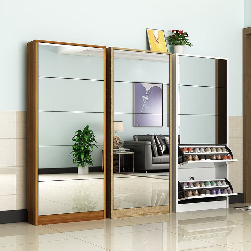 خزانة أحذية خشبية عصرية مع مرآ - مراجعة Shoe Rack Cabinet Narrow Entryway وسعره