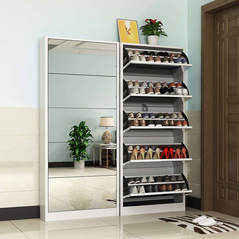 خزانة أحذية خشبية عصرية مع مرآ - مراجعة Shoe Rack Cabinet Narrow Entryway وسعره