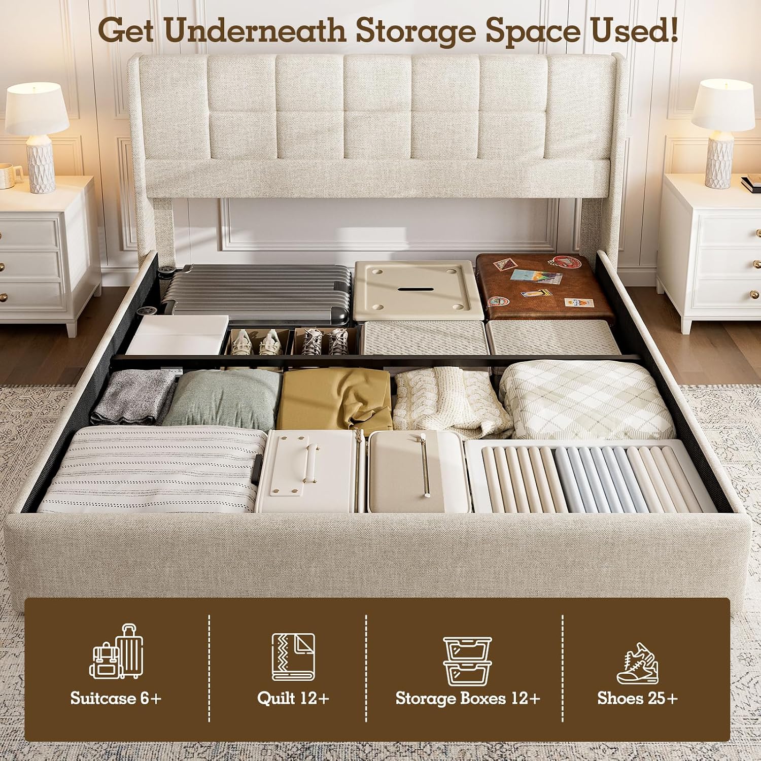 إطار سرير كينج مع تخزين هيدرول - مراجعة Gas Lift Storage Bed Hydraulic وسعره