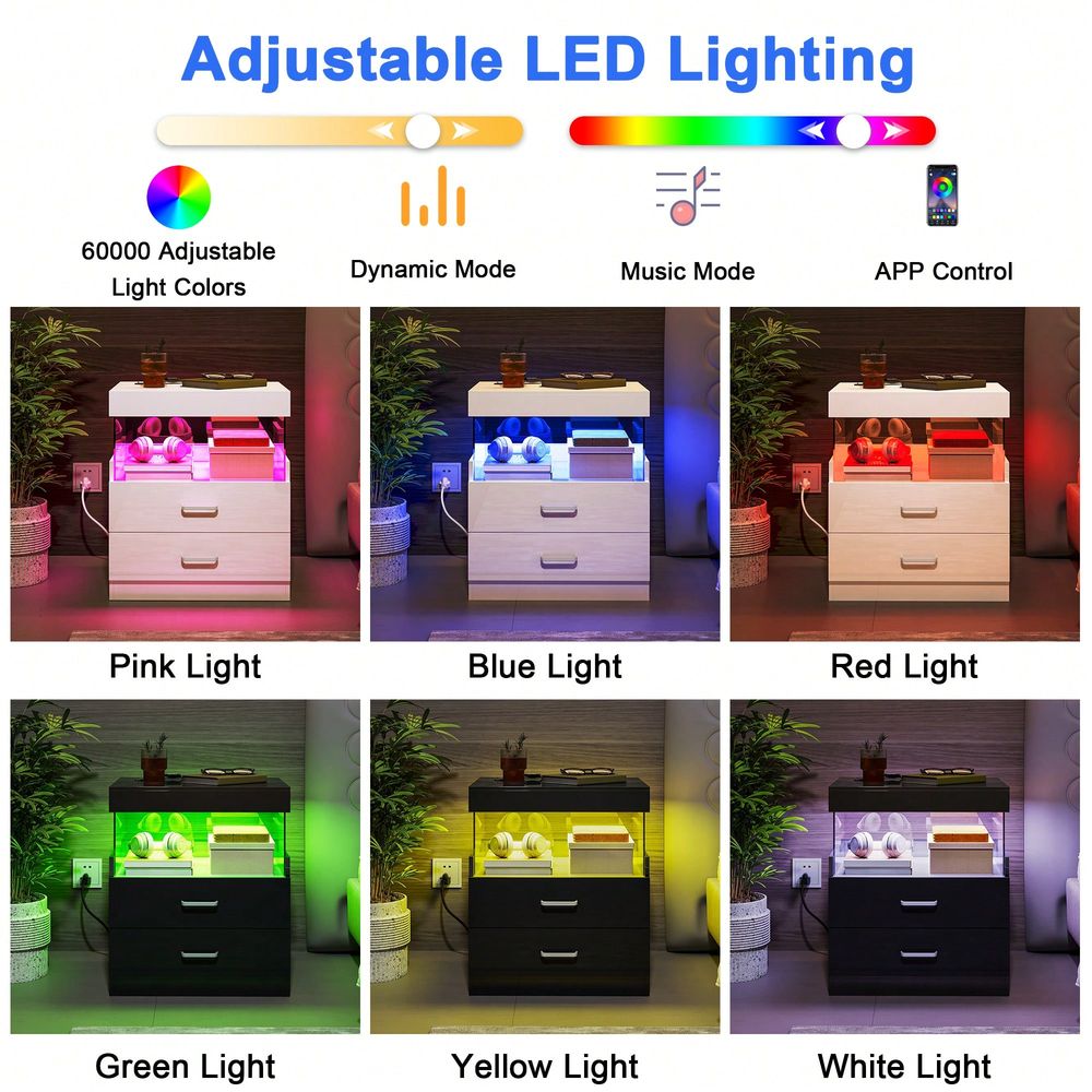 طاولة جانبية سوداء بإضاءة LED  - مراجعة Floating Nightstand With Led Light وسعره
