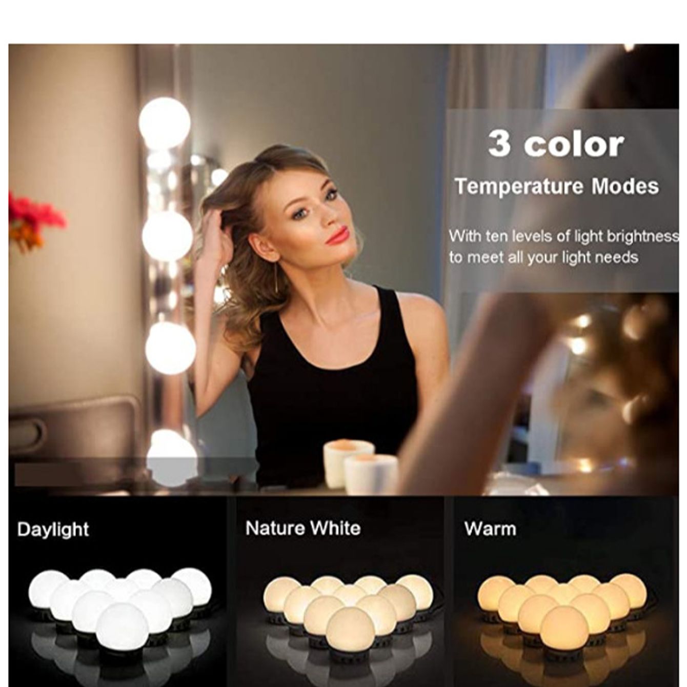 LED مرآة ماكياج مصابيح كهربائي - مراجعة Dressing Table Vanity With Lighted Mirror وسعره