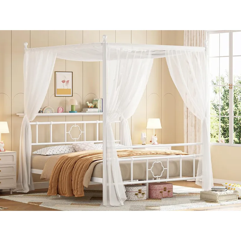 إطار سرير كوين مع مظلة ومسند ر - مراجعة Canopy Bed Frame Metal Queen وسعره