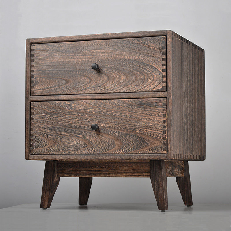 طاولة سرير جانبية خشبية عتيقة  - مراجعة Solid Wood Nightstand 2 Drawers وسعره