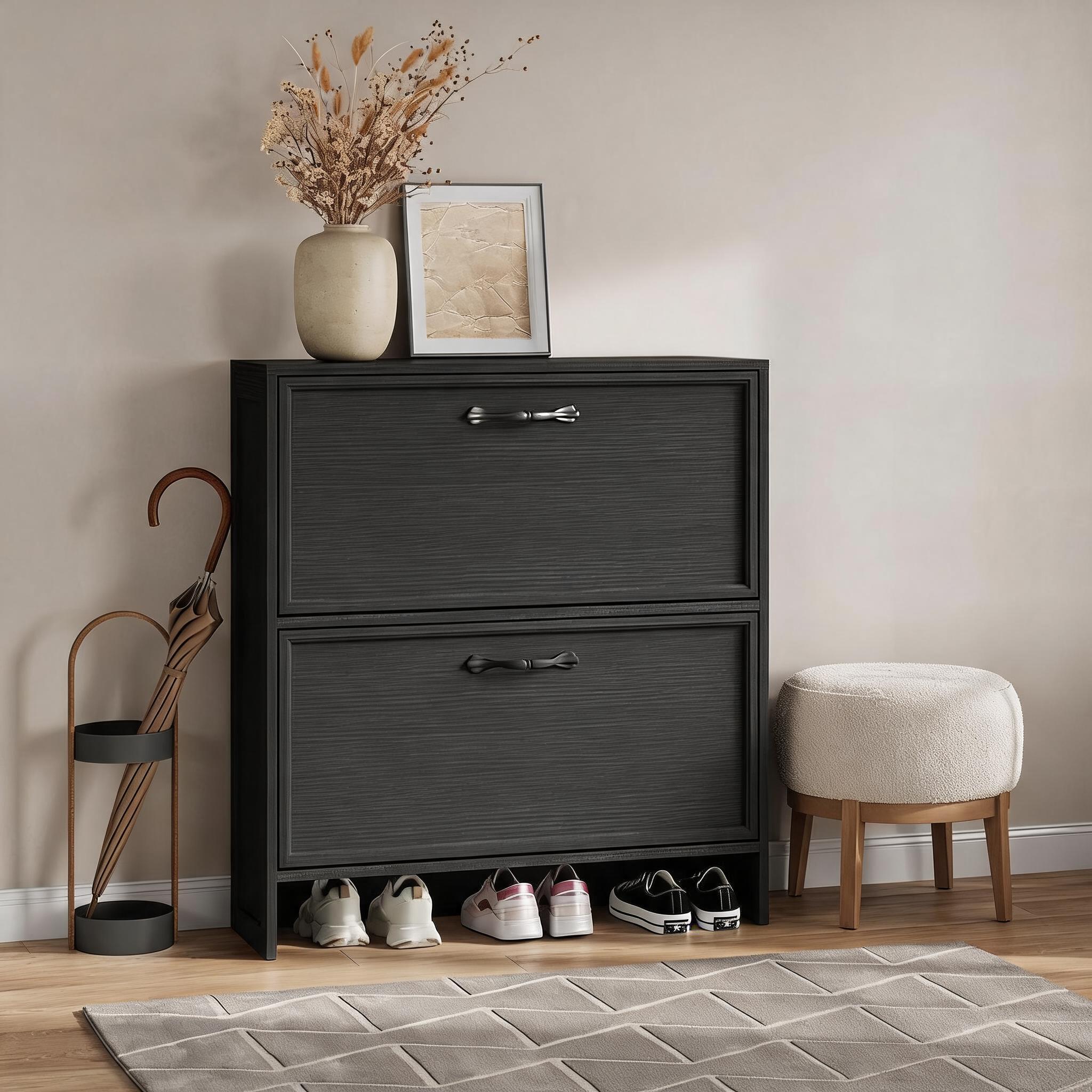 خزانة أحذية ببابين قابلين للطي - مراجعة Shoe Rack Cabinet Narrow Entryway وسعره