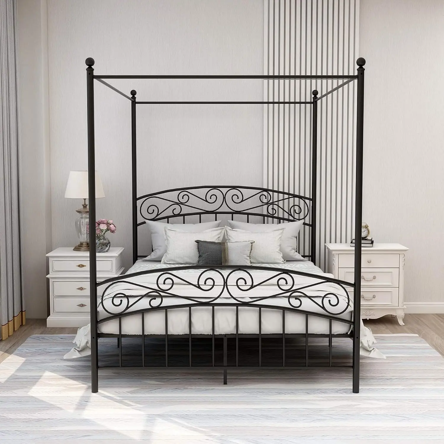إطار سرير مزود بمظلة بحجم كوين - مراجعة Canopy Bed Frame Metal Queen وسعره