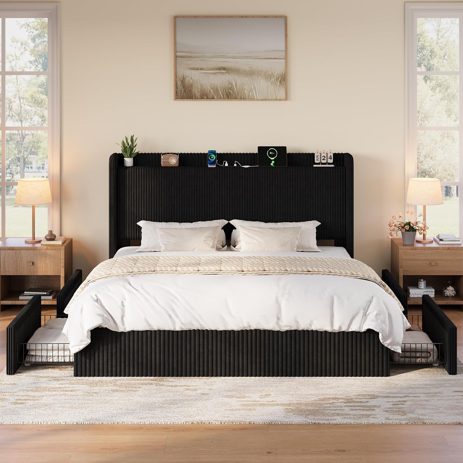 إطار سرير بحجم كينج مع 4 أدراج - مراجعة King Size Bed Frame With Storage Drawers وسعره