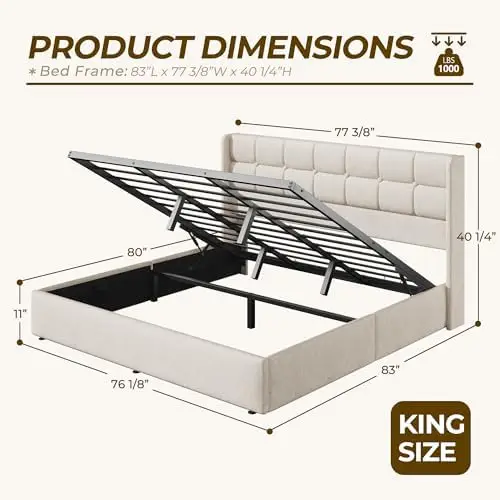 إطار سرير بحجم كينج مع تخزين ق - مراجعة Gas Lift Storage Bed Hydraulic وسعره