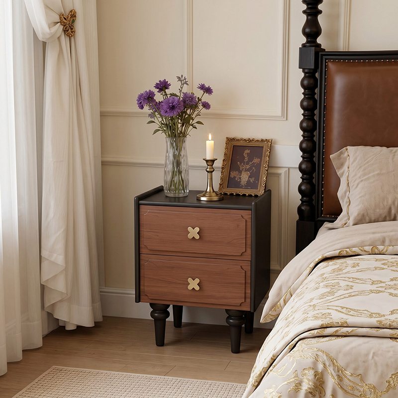 طاولة سرير جانبية من الخشب الص - مراجعة Solid Wood Nightstand 2 Drawers وسعره