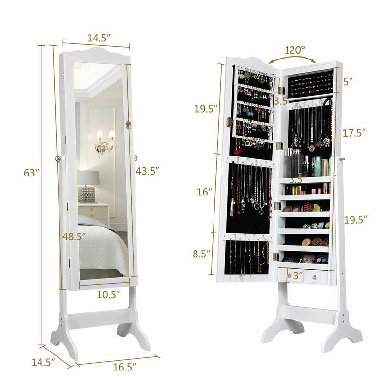 خزانة مجوهرات بـ 14 مصباح LED  - مراجعة Full Length Mirror Jewelry Armoire وسعره