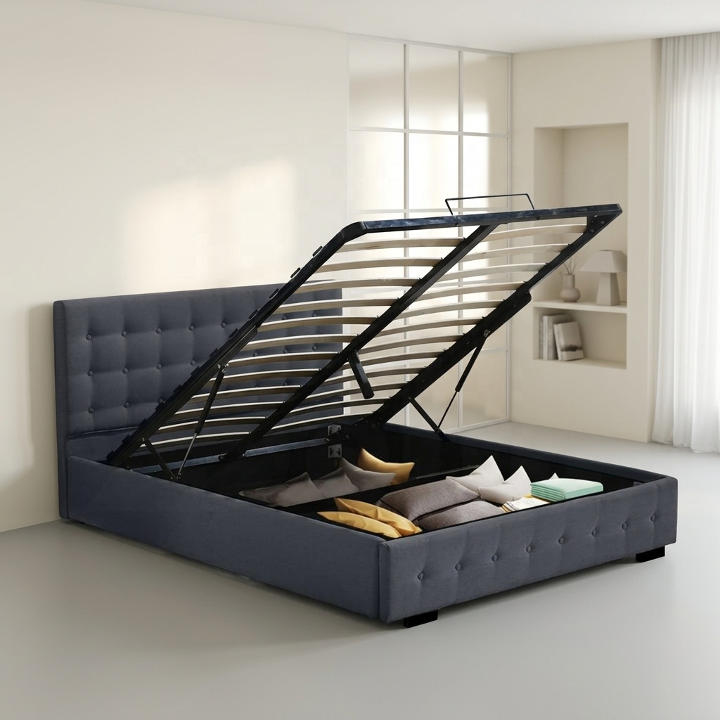 سرير عصري بحجم كوين أو كينج مص - مراجعة Gas Lift Storage Bed Hydraulic وسعره