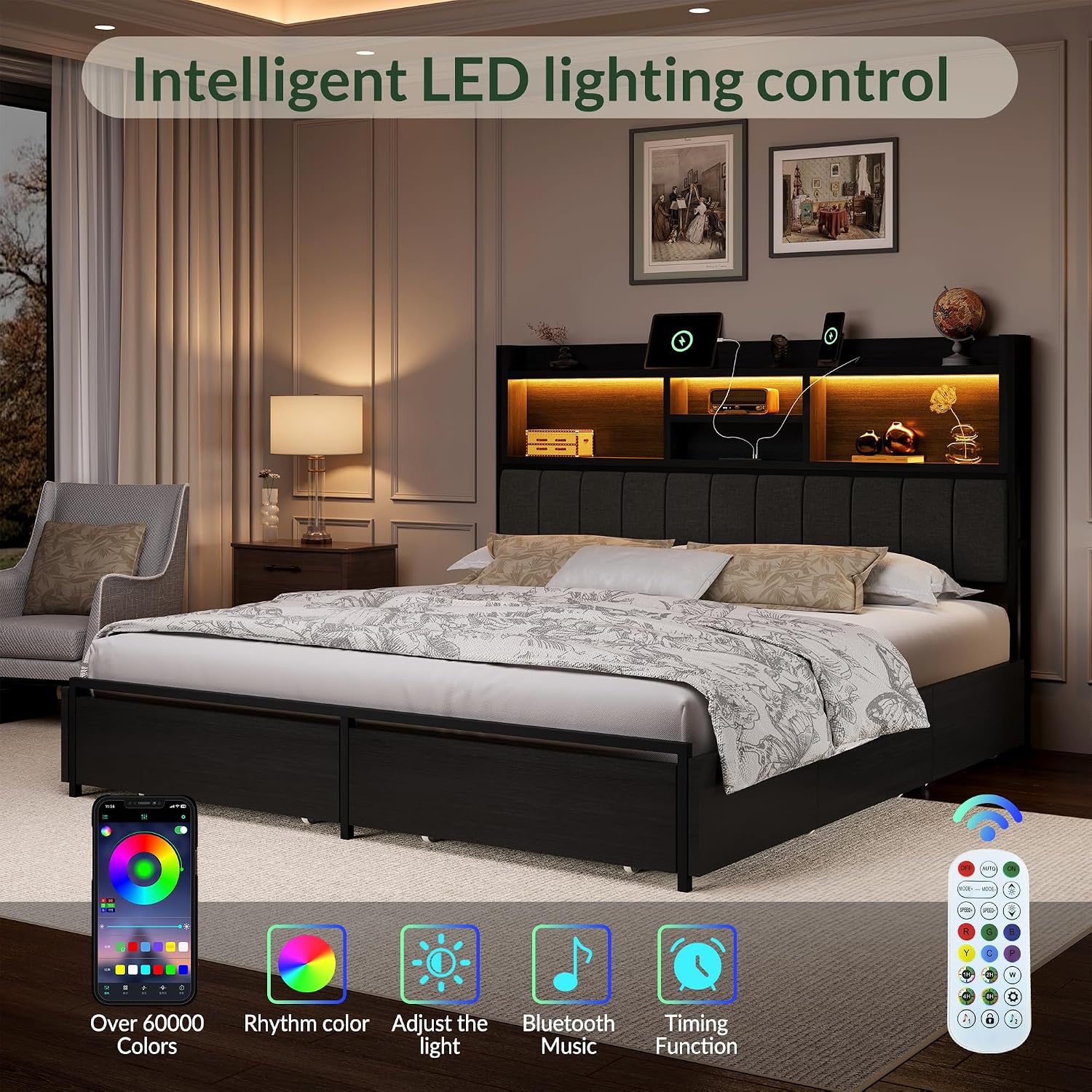 إطار سرير كينج مع 6 أدراج تخزي - مراجعة King Size Bed Frame With Storage Drawers وسعره