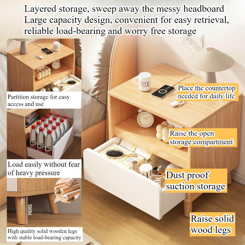 طاولة سرير بيضاء لغرفة النوم م - مراجعة Solid Wood Nightstand 2 Drawers وسعره
