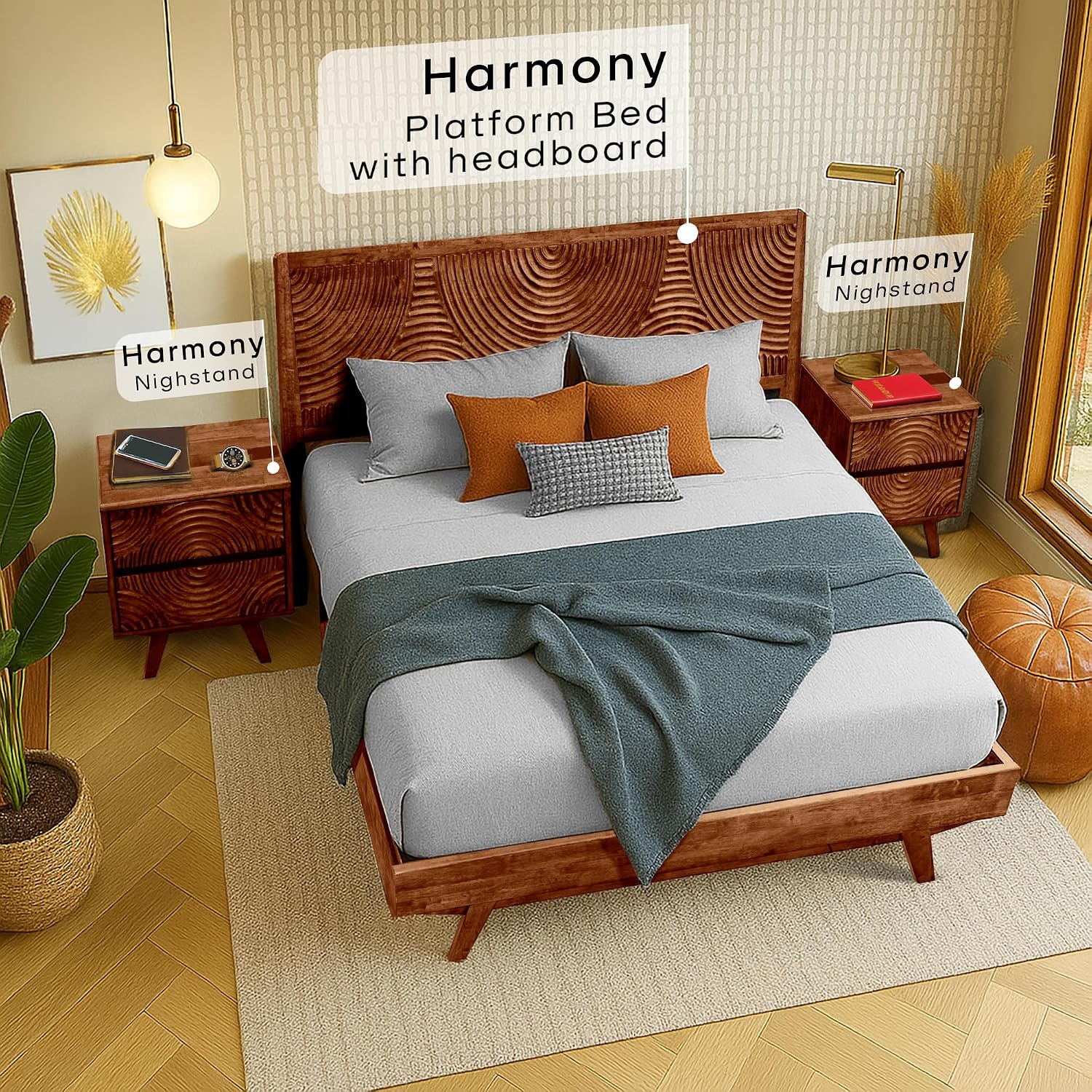 طاولة سرير من خشب الأكاسيا الص - مراجعة Solid Wood Nightstand 2 Drawers وسعره