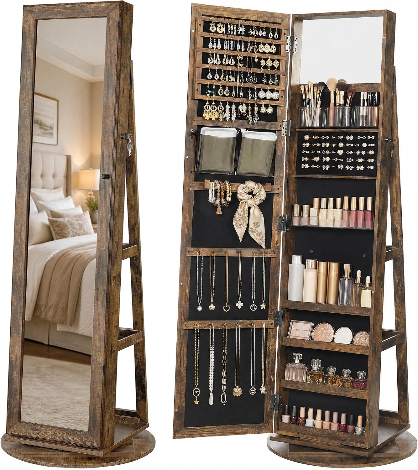 خزانة مجوهرات قائمة، مرآة بطول - مراجعة Full Length Mirror Jewelry Armoire وسعره