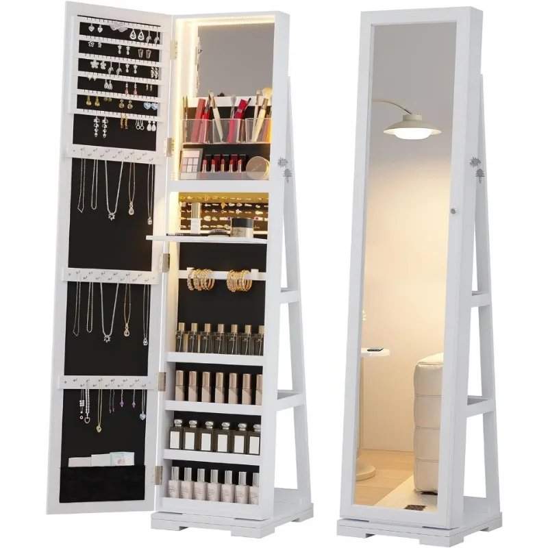 خزانة مجوهرات بإضاءة LED مع مر - مراجعة Full Length Mirror Jewelry Armoire وسعره