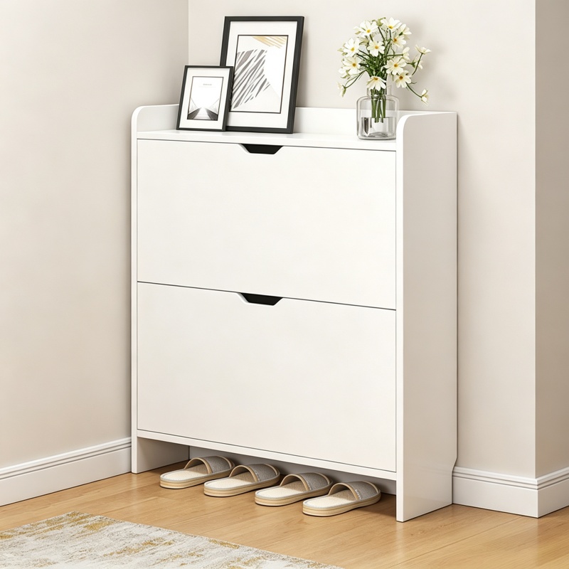 خزانة أحذية خشبية من طبقتين مع - مراجعة Shoe Rack Cabinet Narrow Entryway وسعره