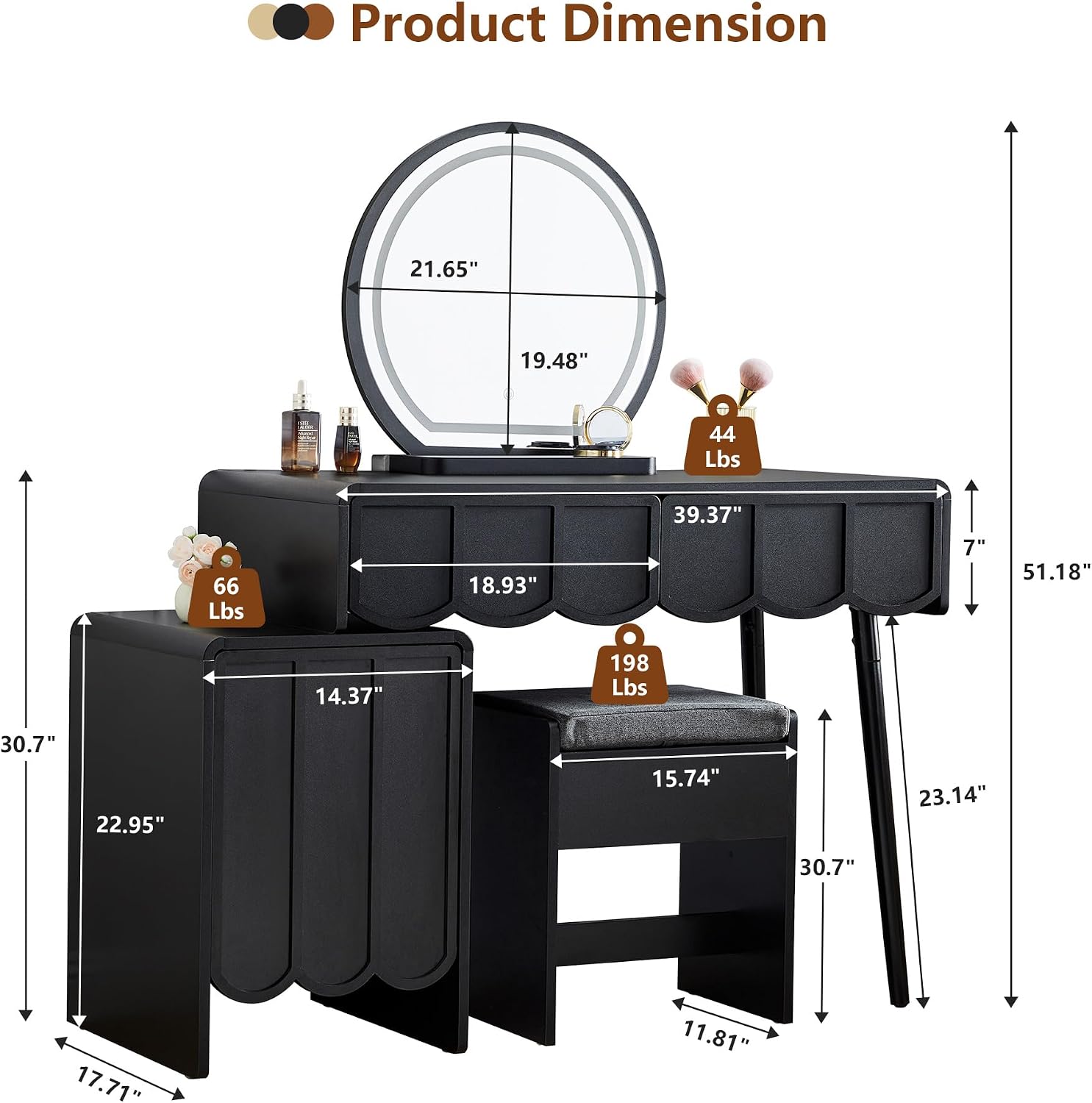 طاولة زينة مع مرآة وإضاءة، طاو - مراجعة Dressing Table Vanity With Lighted Mirror وسعره