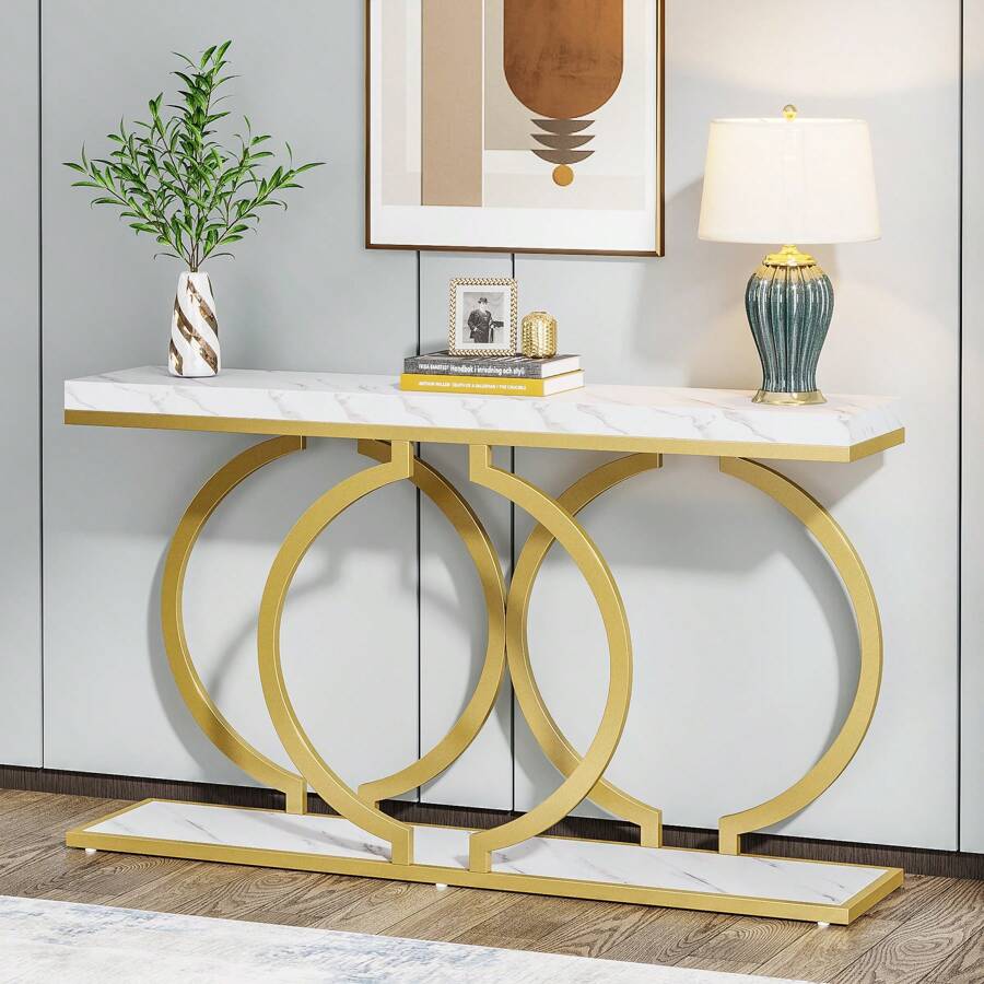 طاولة كونسول عصرية ذهبية اللون - مراجعة Tables وسعره