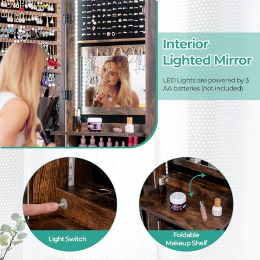خزانة مجوهرات مزودة بـ 47 مصبا - مراجعة Full Length Mirror Jewelry Armoire وسعره
