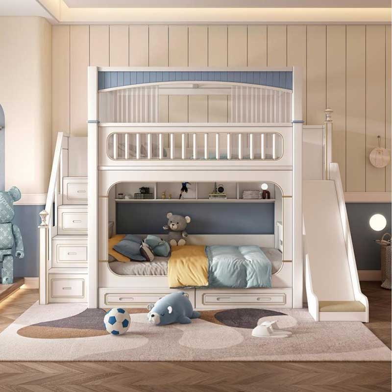 أطقم أثاث غرف نوم أطفال حديثة  - مراجعة Bunk Bed With Stairs And Slide وسعره