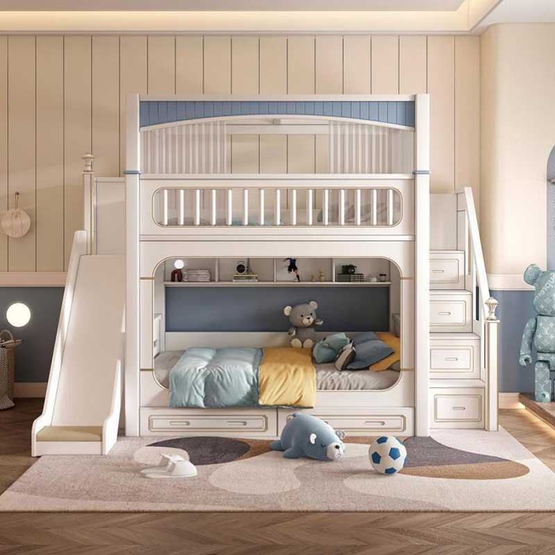 أطقم أثاث غرف نوم أطفال حديثة  - مراجعة Bunk Bed With Stairs And Slide وسعره