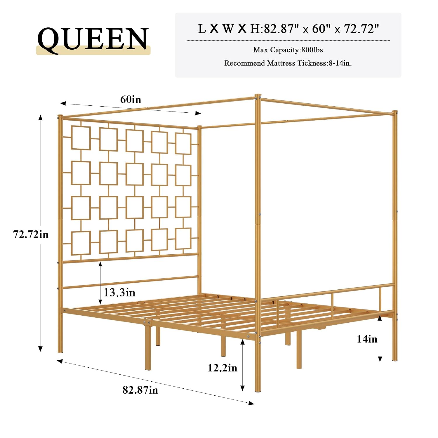 إطار سرير ملكي معدني بأربعة أع - مراجعة Canopy Bed Frame Metal Queen وسعره