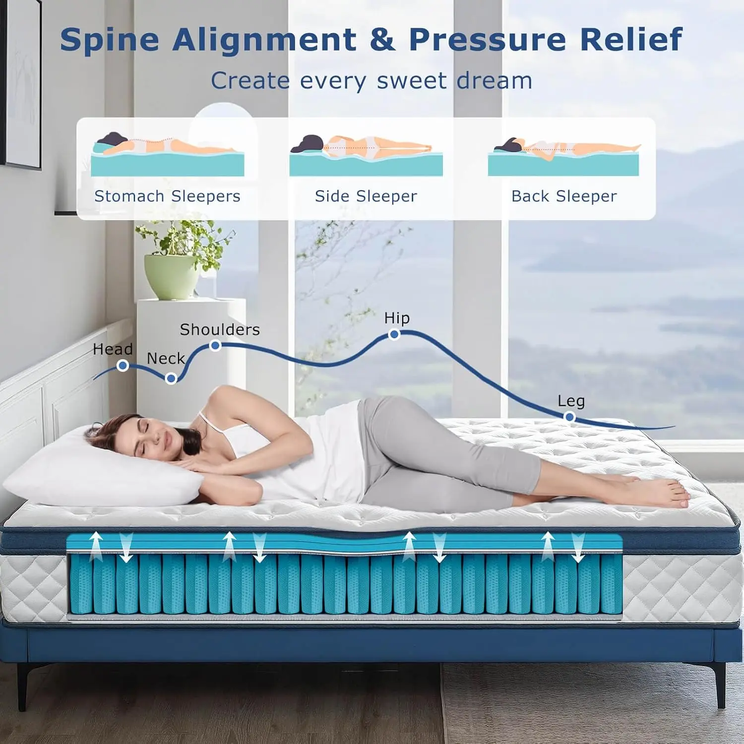 مرتبة كوين، مرتبة هجينة متوسطة - مراجعة Memory Foam Mattress In A Box Queen وسعره