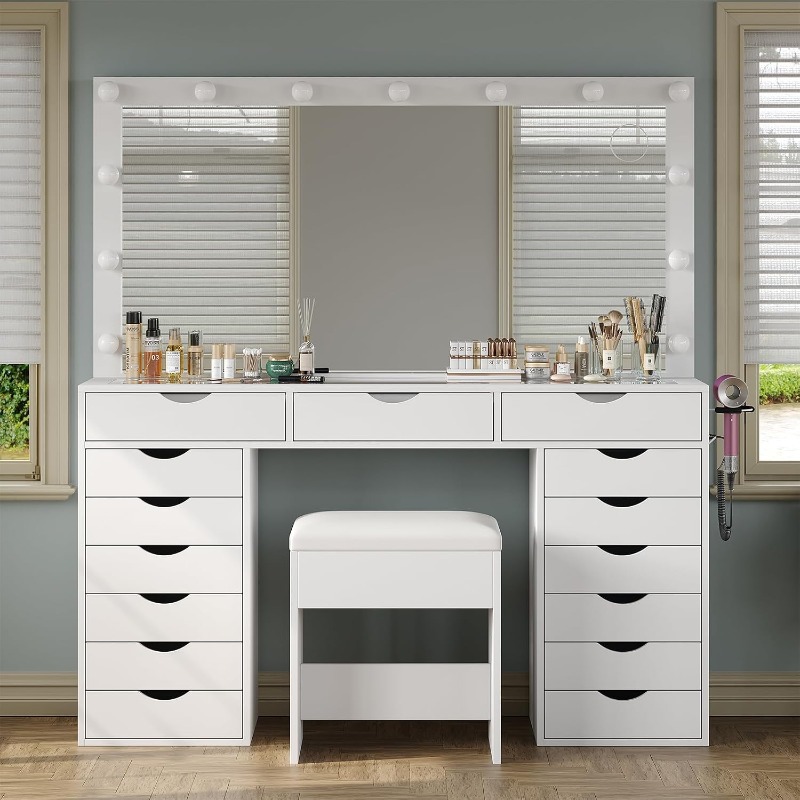 طاولة تجميل يانوساكو مع مرآة و - مراجعة Dressing Table Vanity With Lighted Mirror وسعره