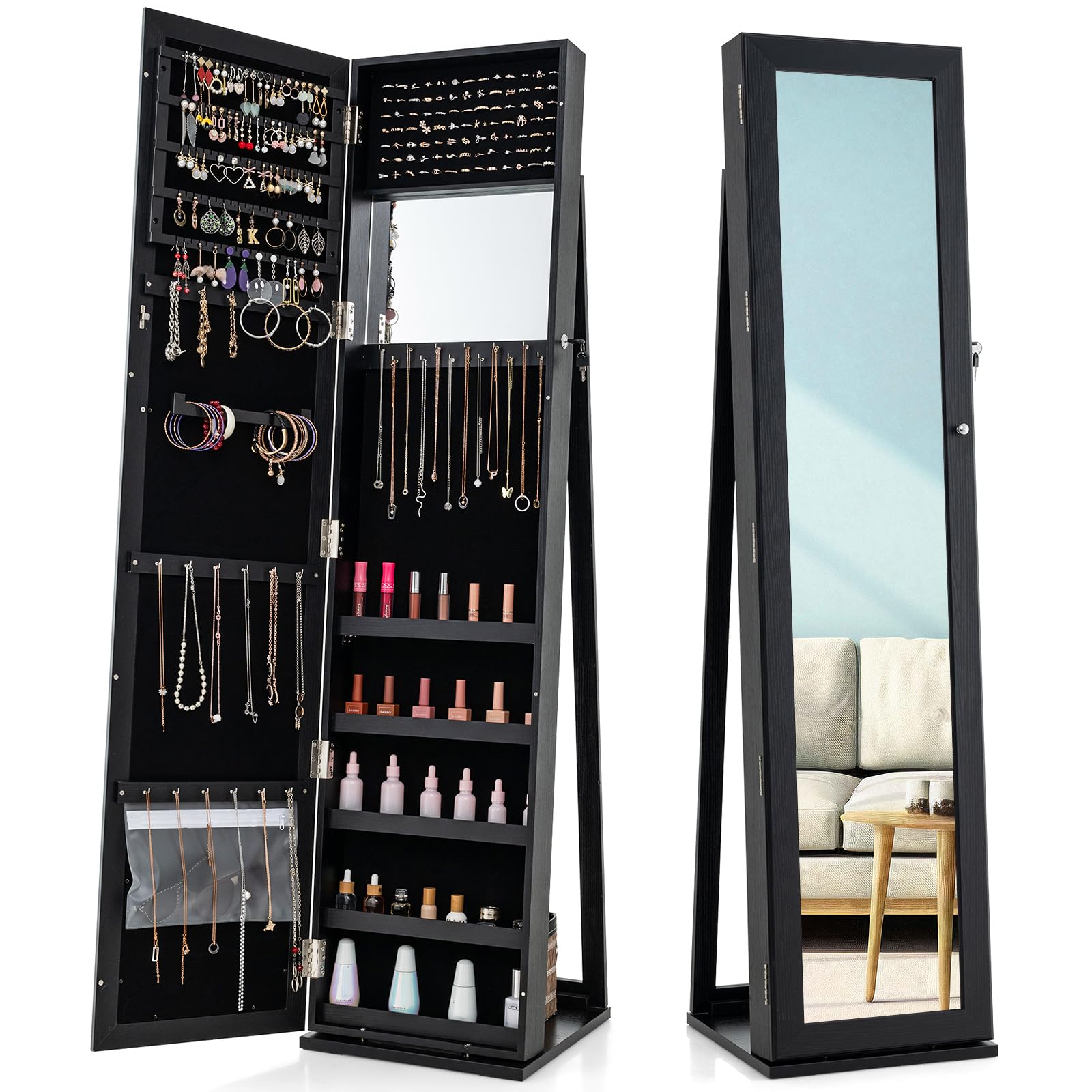 خزانة مجوهرات مع مرآة كاملة ال - مراجعة Full Length Mirror Jewelry Armoire وسعره