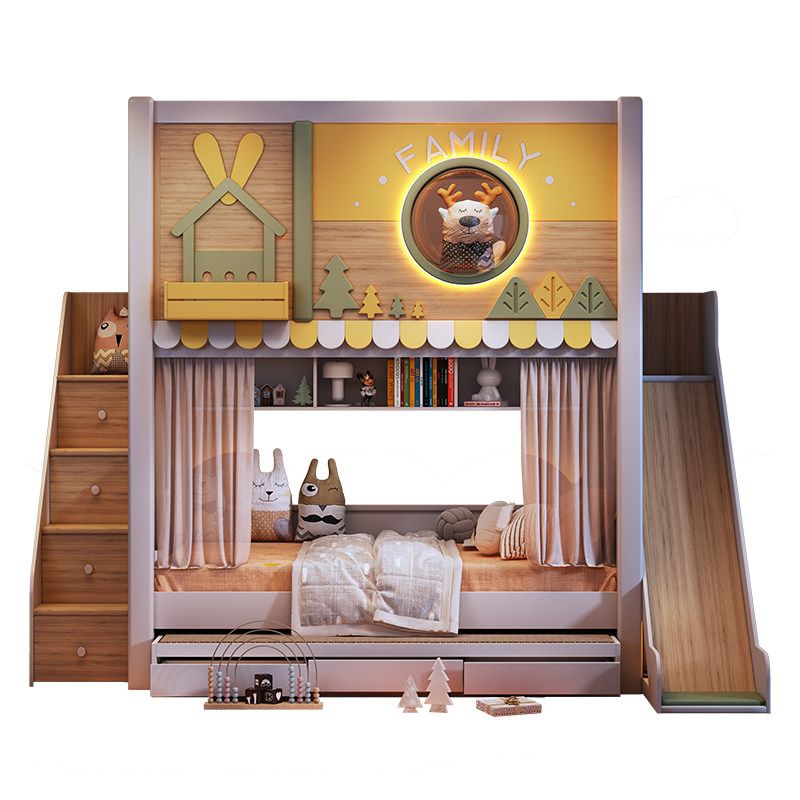سرير أطفال بطابقين بتصميم غابة - مراجعة Bunk Bed With Stairs And Slide وسعره