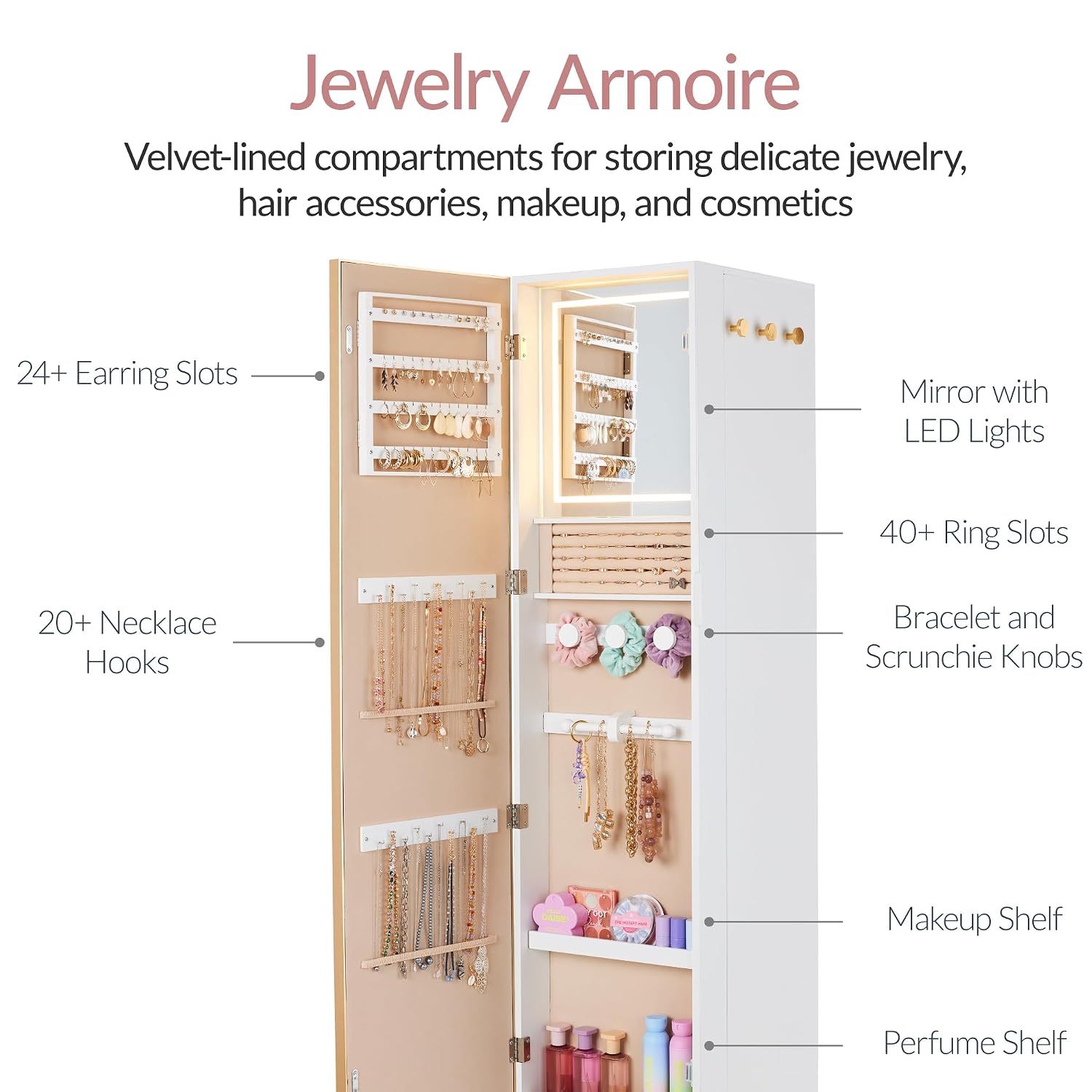 مرآة دوارة مع خزانة تخزين، خزا - مراجعة Full Length Mirror Jewelry Armoire وسعره