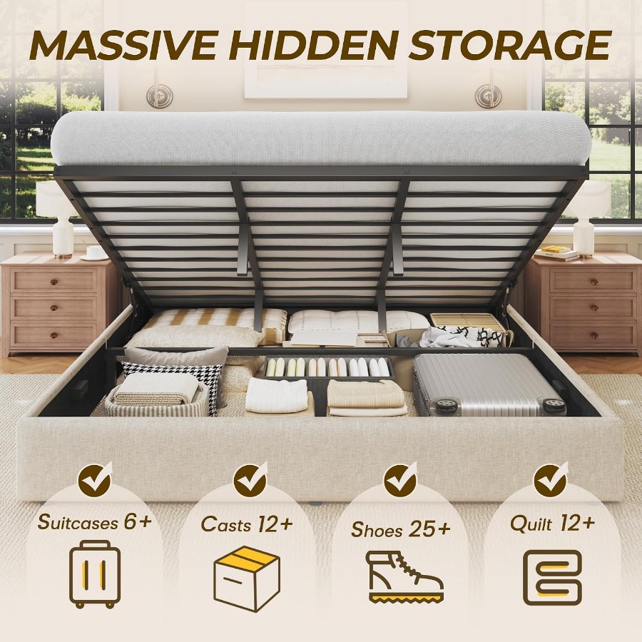 إطار سرير بمساحة تخزين قابلة ل - مراجعة Gas Lift Storage Bed Hydraulic وسعره