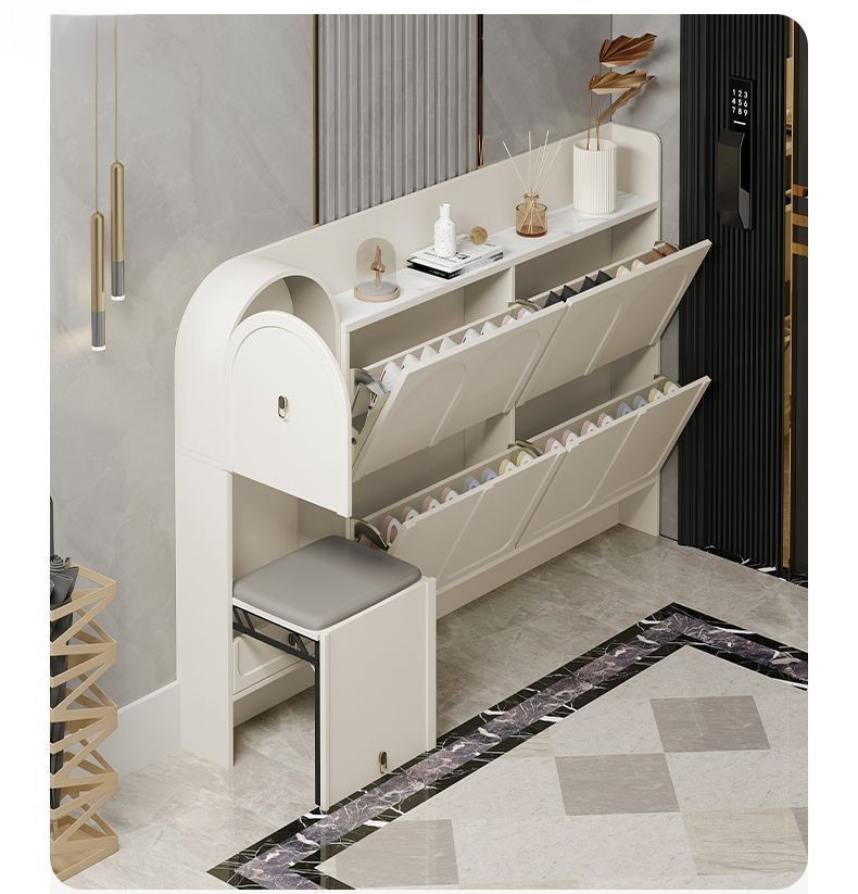 خزانة أحذية، رف أحذية خشبي عصر - مراجعة Shoe Rack Cabinet Narrow Entryway وسعره